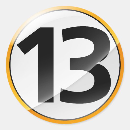 Nummer 13 Goldaufkleber Runder Aufkleber (Vorderseite)