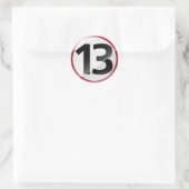 Nummer 13 roter Aufkleber (Tasche)