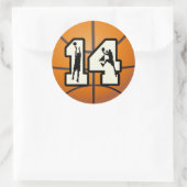 Nummer 14 Basketball und Spieler Runder Aufkleber (Tasche)