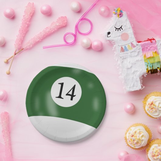 Nummer 14 Billardball Pappteller (Party)