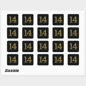 Nummer 14 Gold Square Sticker (Blatt)