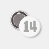 Nummer 14 Magnet in Silber und Grau (Vorderseite/Rückseite)