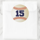 Nummer 15 Baseball Runder Aufkleber (Tasche)