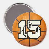 Nummer 15 Basketball und Spieler Magnet (Vorderseite/Rückseite)