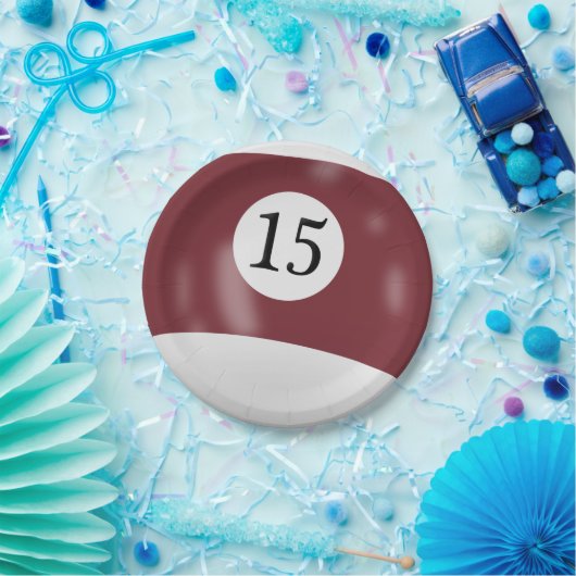 Nummer 15 Billardball Pappteller (Party)