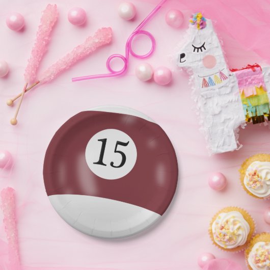 Nummer 15 Billardball Pappteller (Party)