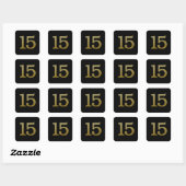 Nummer 15 Gold Square Sticker (Blatt)