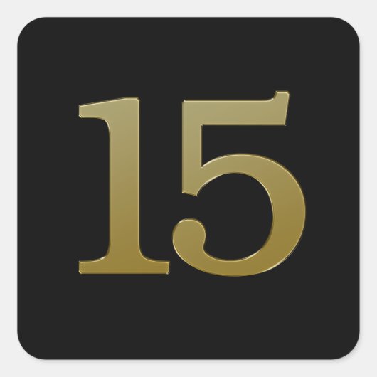 Nummer 15 Gold Square Sticker (Vorderseite)