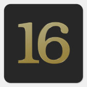 Nummer 16 Gold Square Sticker (Vorderseite)
