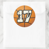 Nummer 17 Basketball und Spieler Runder Aufkleber (Tasche)