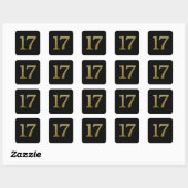 Nummer 17 Gold Square Sticker (Blatt)