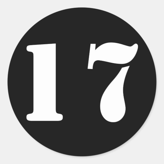 Nummer 17 Siebzehn schwarze Stencil Zahlen von Jan Runder Aufkleber (Vorderseite)