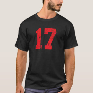 Nummer #17 Sportstrikot Rot Abgenutzt Vintage Lu T-Shirt