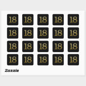 Nummer 18 Gold Square Sticker (Blatt)
