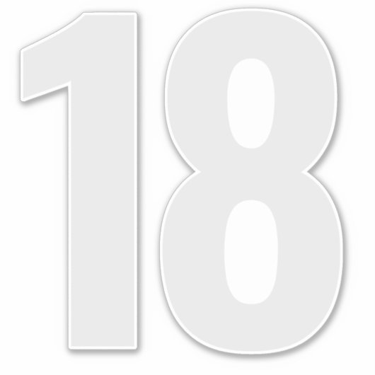 Nummer 18 Silbergraue und weiße Aufschrift Aufkleber (Vorderseite)