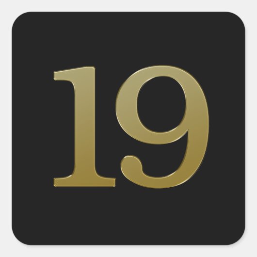 Nummer 19 Gold Square Sticker (Vorderseite)