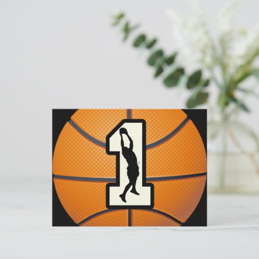 Nummer 1 Basketball und Spieler Postkarte (Stehend Vorderseite)