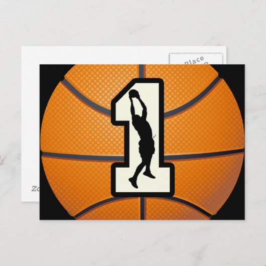Nummer 1 Basketball und Spieler Postkarte (Vorne/Hinten)