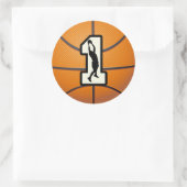 Nummer 1 Basketball und Spieler Runder Aufkleber (Tasche)