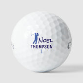 Nummer 1 Blauer Golfspieler Name Golfball (Vorderseite)