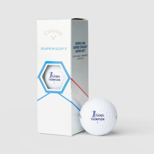 Nummer 1 Blauer Golfspieler Name Golfball (Verpackung)