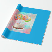 Nummer 1 Candle on Cake, Happy Birthday, Bunt Geschenkpapier (Ungerollt)