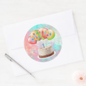 Nummer 1 Candle on Cake, Happy Birthday, Bunt Runder Aufkleber (Umschlag)