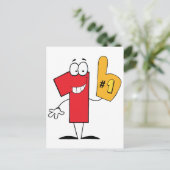 Nummer 1 Cartoon-Zeichen Postkarte (Stehend Vorderseite)