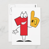Nummer 1 Cartoon-Zeichen Postkarte (Vorne/Hinten)