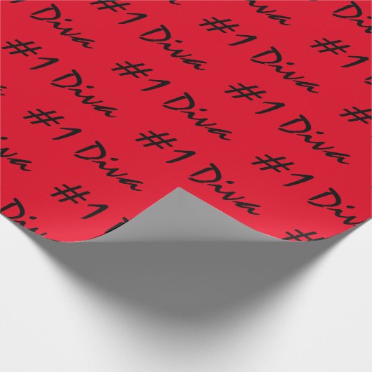 Nummer 1 Diva Personalisieren rotes Wrapping Papie Geschenkpapier (Ecke)