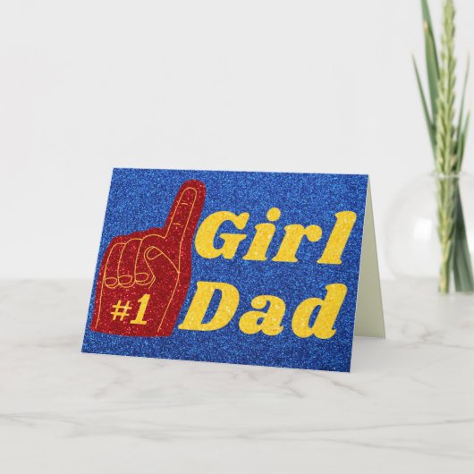 Nummer 1 Girl Vater Vatertag Glitzer Card Karte (Vorderseite)