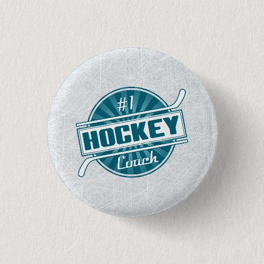 Nummer 1 Hockey Coach (blau) Schaltfläche Button (Vorderseite)