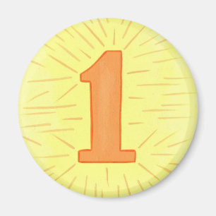 Nummer 1 in orangen und gelben Magneten Magnet