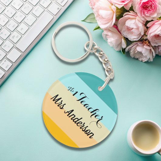 Nummer 1 Lehrer personalisiert farbenfroh Schlüsselanhänger