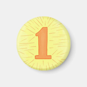 Nummer 1 Magnet mit gelb und orange
