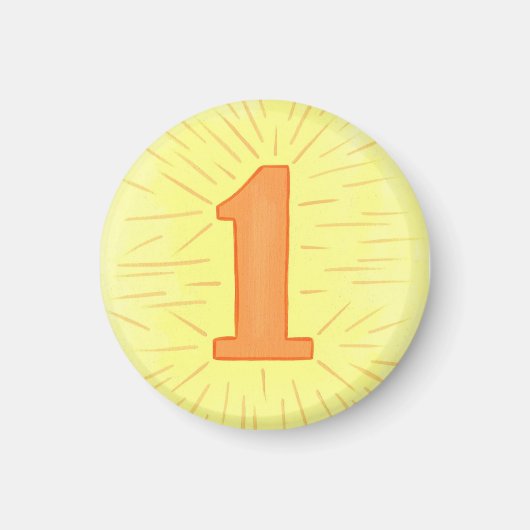 Nummer 1 Magnet mit gelb und orange (Vorne)