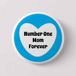 Nummer 1 Mama Niedlicher Sky Blue White Heart Butt Button