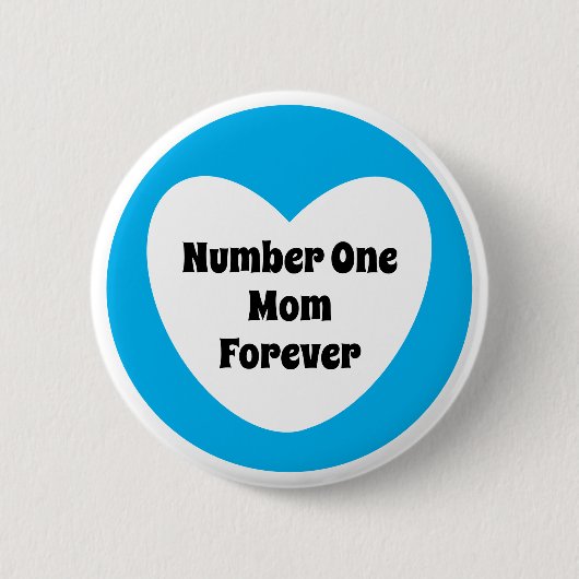 Nummer 1 Mama Niedlicher Sky Blue White Heart Butt Button (Vorderseite)