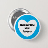 Nummer 1 Mama Niedlicher Sky Blue White Heart Butt Button (Vorne & Hinten)