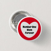 Nummer 1 Mama Niedliches Rotes Weißes Herz Button (Vorne & Hinten)