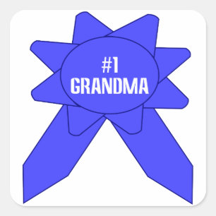 Nummer 1 Oma Blaue Schleife Quadratischer Aufkleber