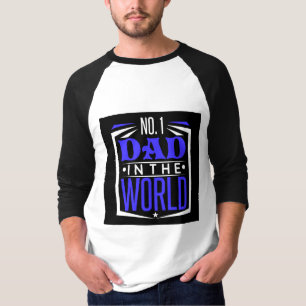 Nummer 1 Papa auf der Welt Blau Schwarzer Vatertag T-Shirt