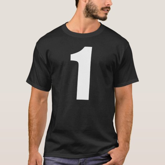 Nummer 1 Schlichte weiße Zahlen T-Shirt (Vorderseite)