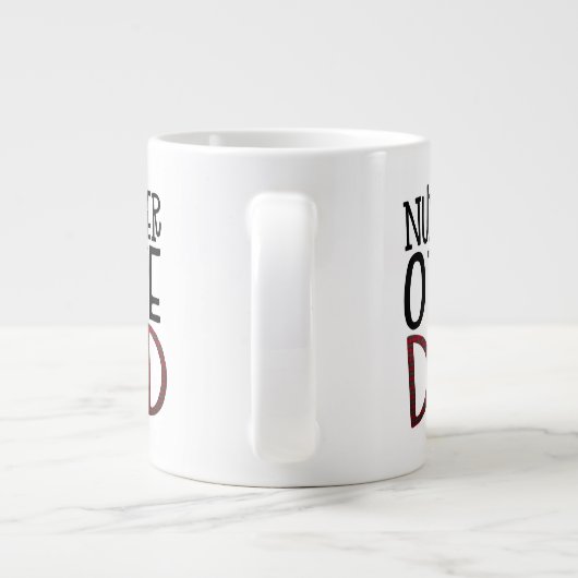 Nummer 1 Vater Black Tartan Typografy Gift Jumbo-Tasse (Rückseite)