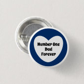 Nummer 1 Vater Niedliches blaues Herz Button (Vorne & Hinten)