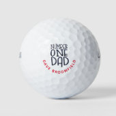 Nummer 1 Vater Schwarzer Name Rote Typografie Golfball (Vorderseite)