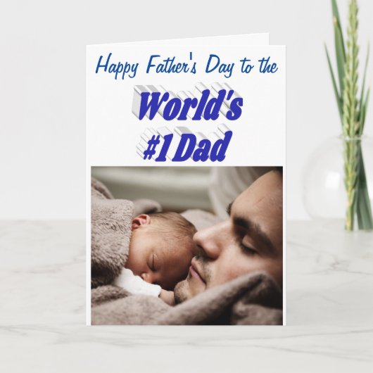 Nummer 1 Vater Vathage Foto Blue Card Karte (Vorderseite)