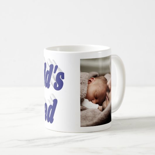Nummer 1 Vater Vathers Day Foto dunkelblauer Text  Kaffeetasse (VorderseiteRechts)