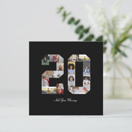 Nummer 20 FotoCollage Karte (Stehend Vorderseite)