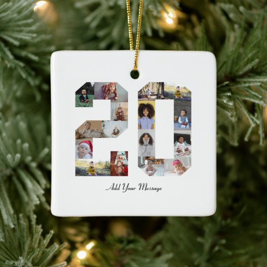 Nummer 20 FotoCollage Keramikornament (Baum)